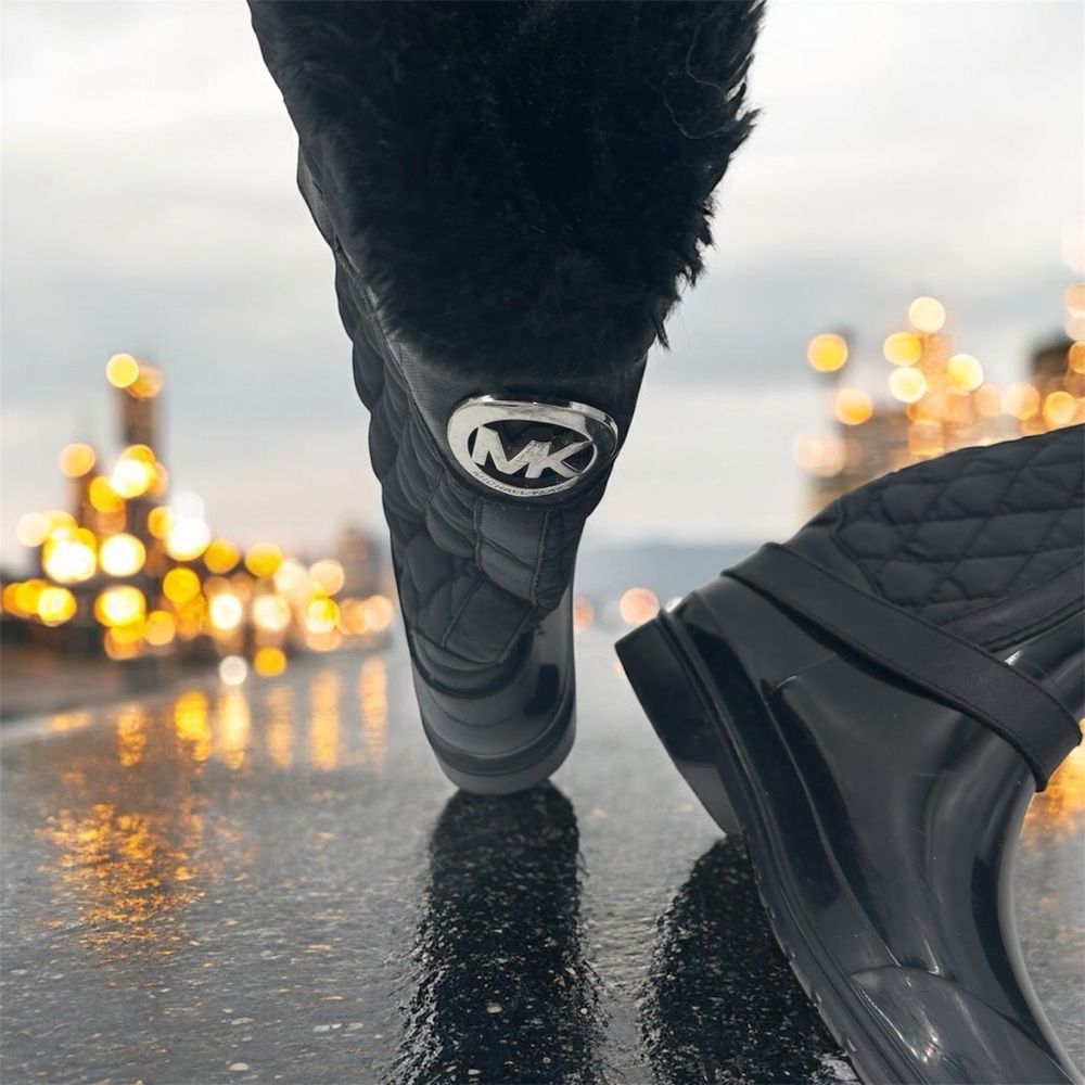 Michael Kors Black Quilted Rain Boots